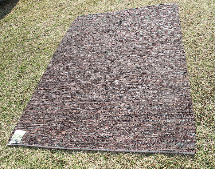 Vintage Capel Leather Rag Rug Woven Carpet 11'x8' ORIG Label Mid Cent Decor
